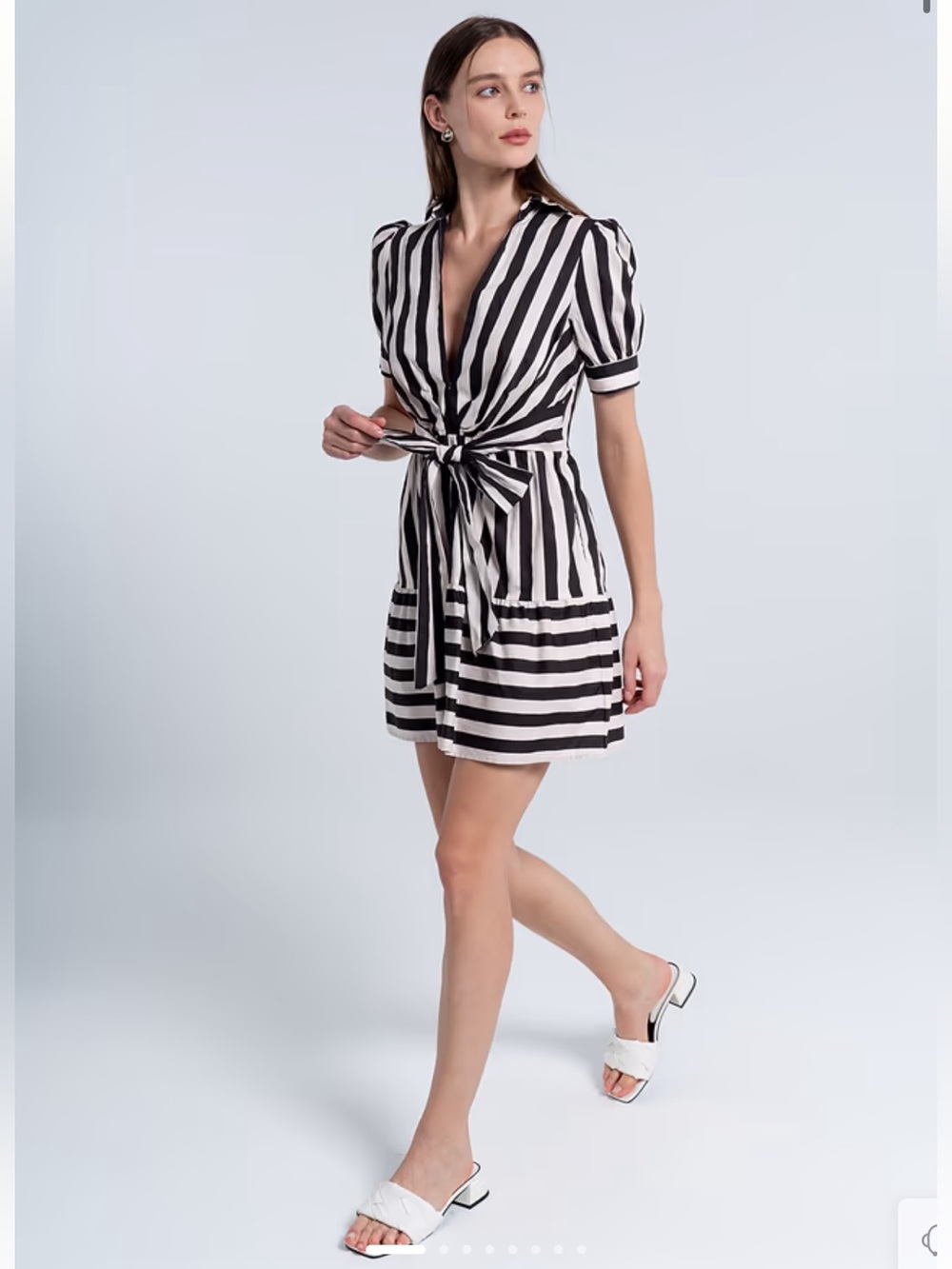 Cupshe Striped Tie-Waist Mini Dress - Black & White NWT